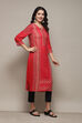 Red Printed Straight Kurta image number 4