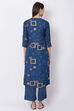 Indigo Cotton Flax Straight Printed Kurta image number 4