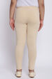 Beige Cotton Lycra Solid Leggings image number 4