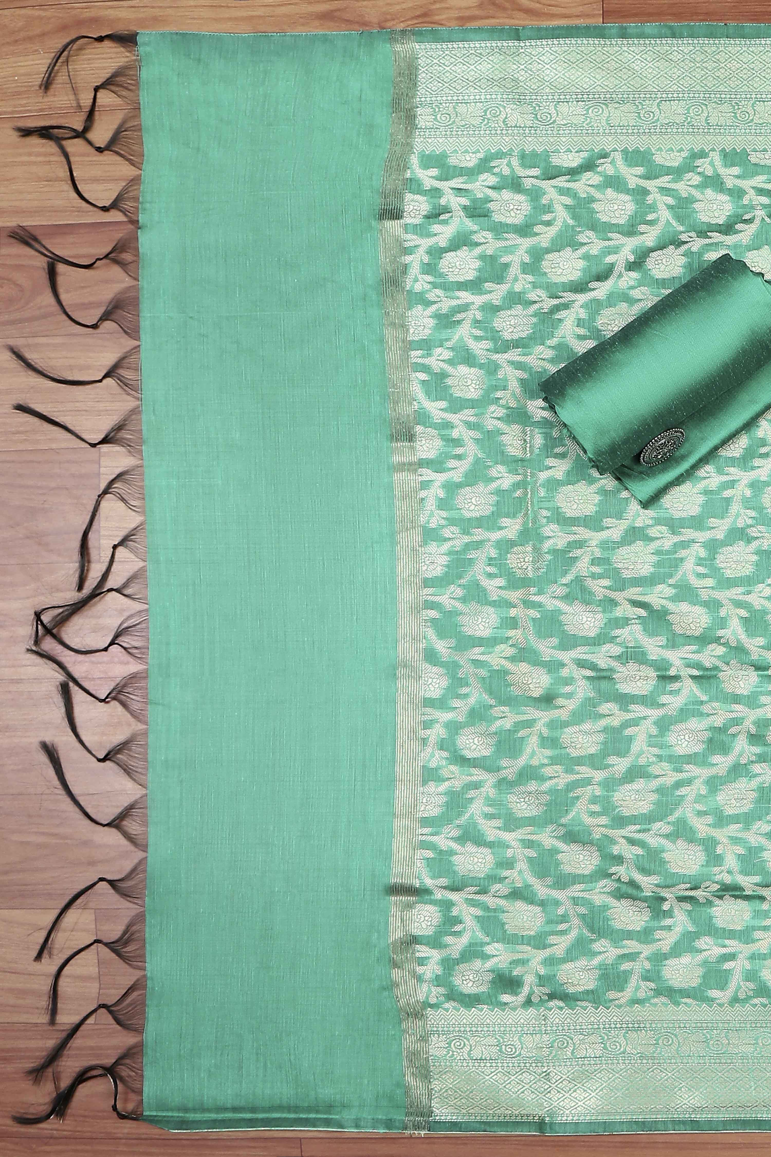 Mustard Cotton Printed Embroidered Unstitched Suit Set image number 3