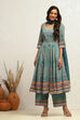 Ecru Cotton Geometric Printed Anarkali Suit Set image number 6