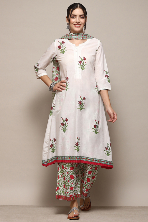 White Voile A-Line Kurta Palazzo Suit Set image number 7