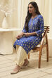 Navy Blue Rayon Straight Kurta Pants Set image number 0