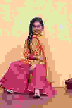 Pink and Yellow Cotton Printed Straight Suit Set image number 0