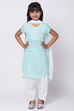 Turquoise Cotton Chikankari Kurta Salwar Suit Set image number 0
