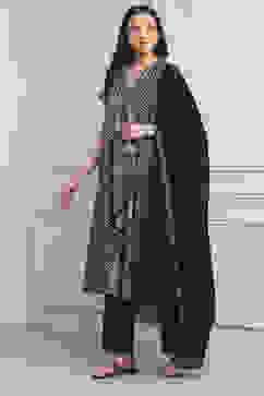 Black Cotton Anarkali Suit Set image number 3