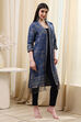 Indigo Poly Mettalic Front Open Yarndyed Shrug image number 4