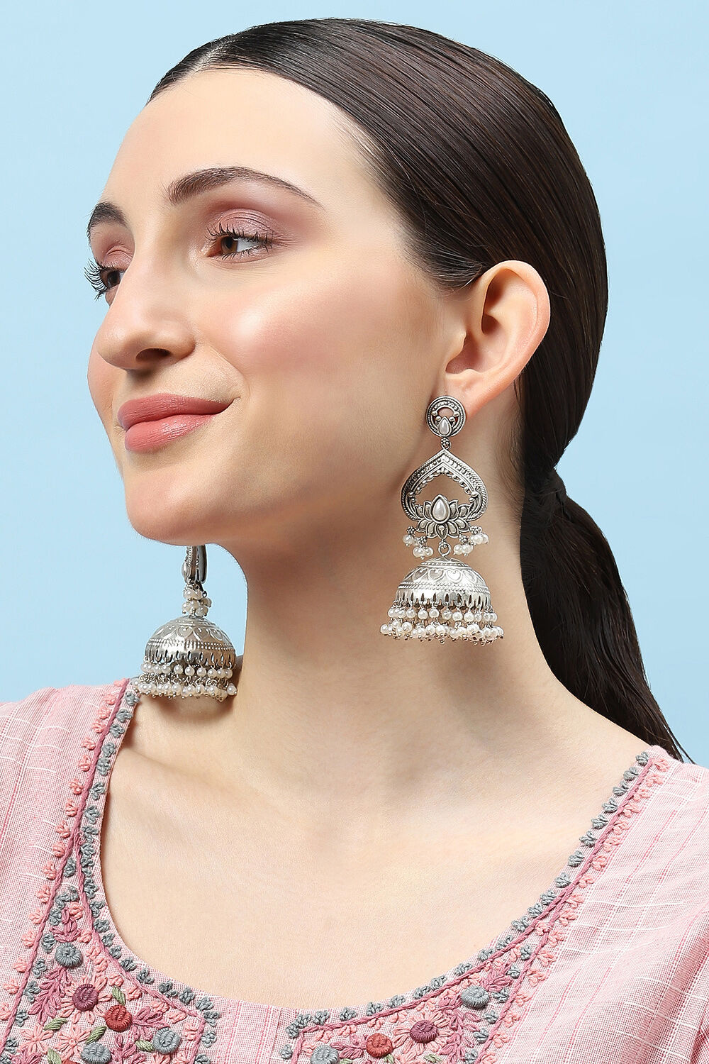 Oxidised Brass Jhumkas image number 3