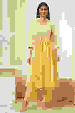 Lime Modal Blend Embroidered Gathered Suit Set image number 6