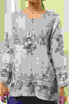 Off-White and Blue Modal Blend Straight Short Kurta image number 1