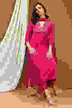 Fuchsia Floral Printed Flared Suit Set image number 0