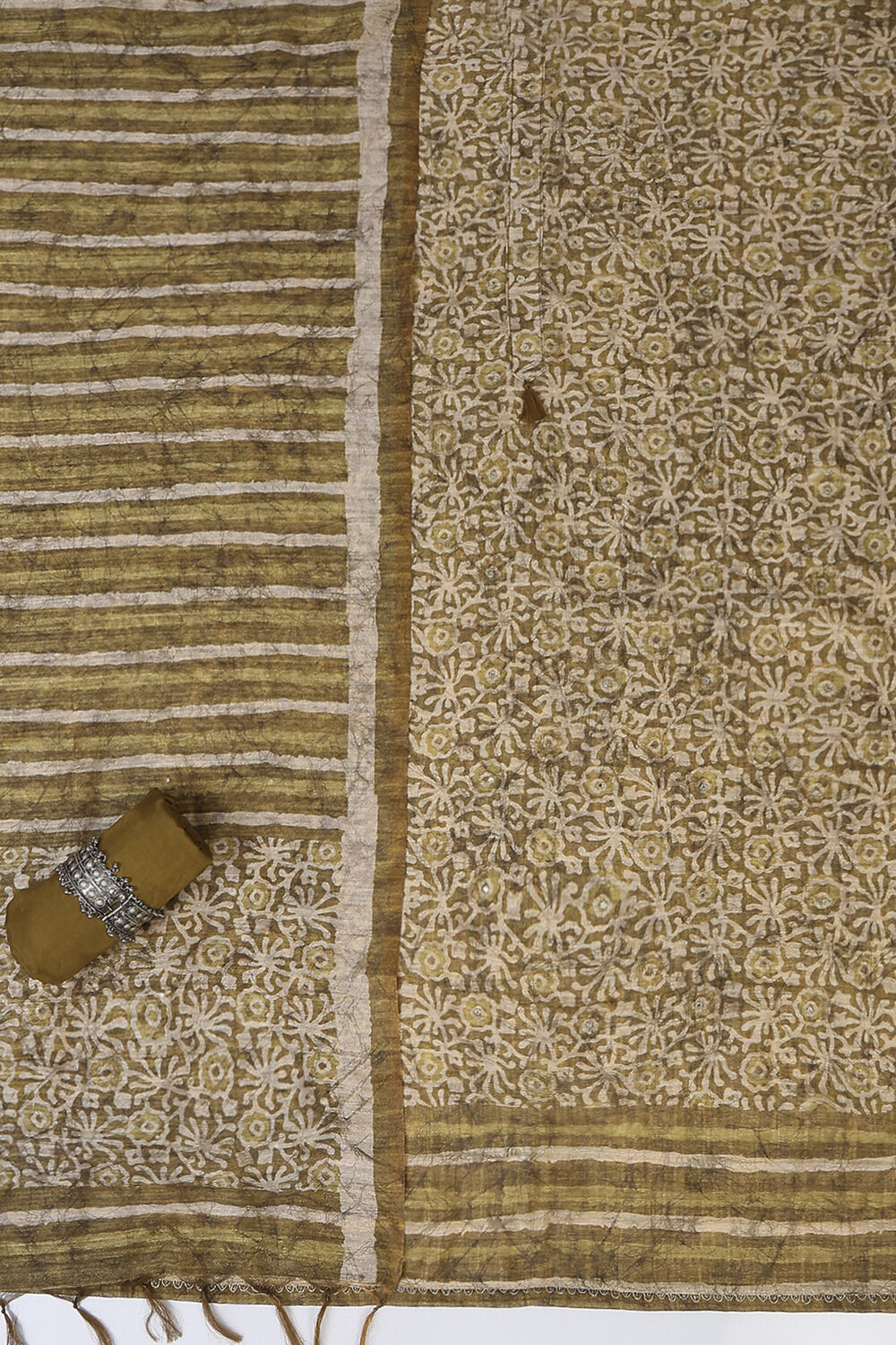 Rust Silk Blend Printed Unstitched Suit Set image number 1