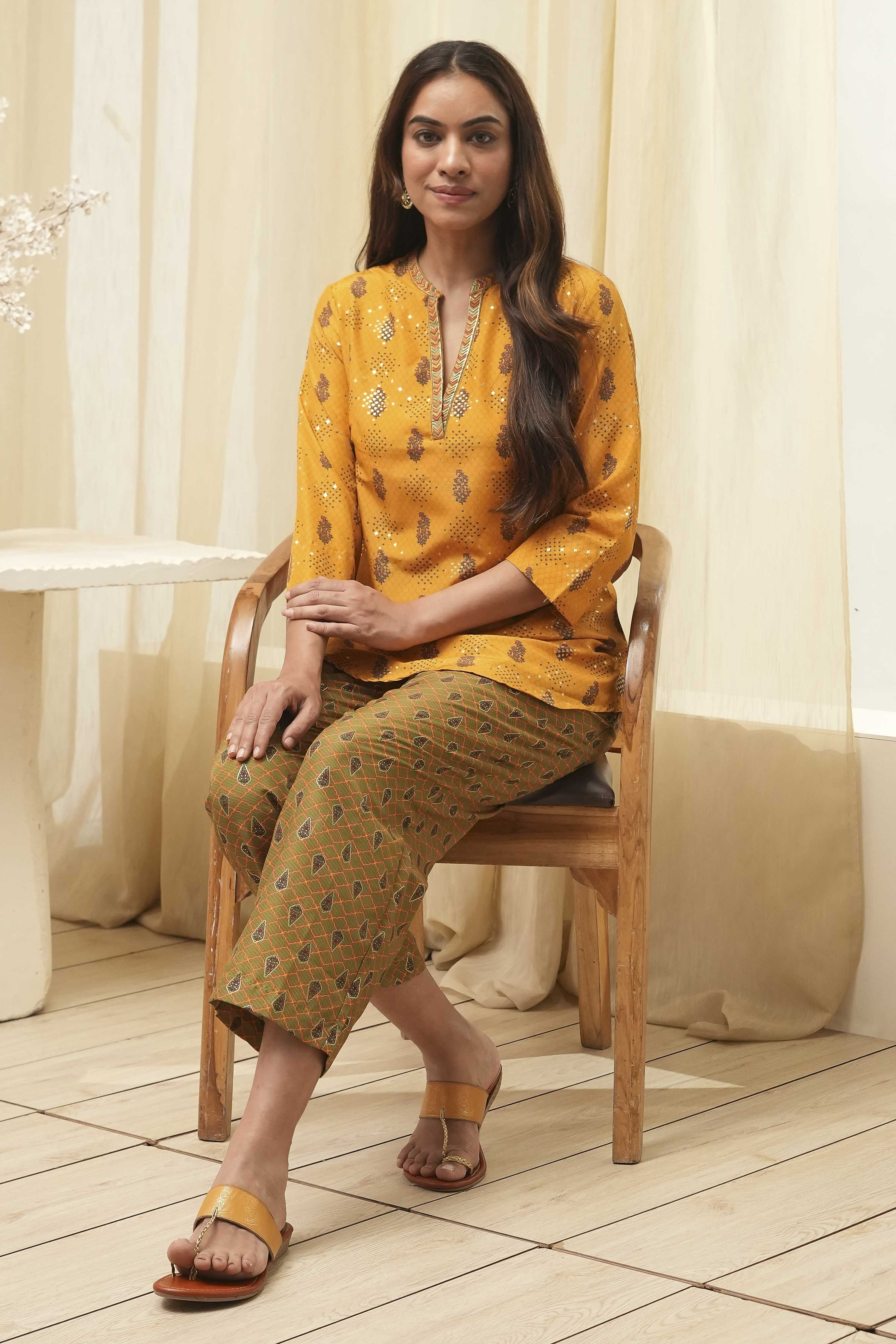 Yellow Art Silk Straight 2 Piece Set image number 0