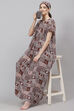 Brown Straight Viscose Printed Sleepwear image number 0