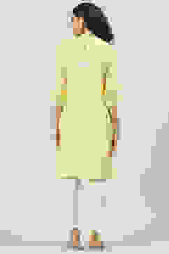 Yellow Art Silk Straight Embroidered Kurta image number 4