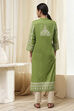 Green Cotton Printed Straight Kurta image number 3
