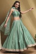 Sea Green Chanderi Silk Lehenga Set image number 5