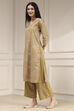 Beige Cotton Printed Straight Kurta image number 2