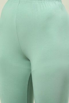 Sea Foam Cotton Blend Solid Churidar image number 1