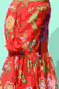 Red Polyester Short Kurta Printed Suit Set image number 3