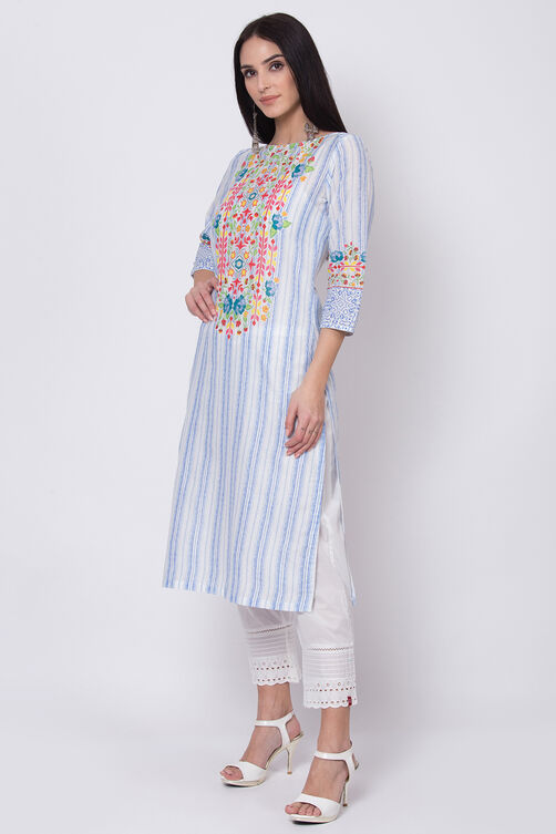 Pink Cotton Straight Printed Kurta image number 2