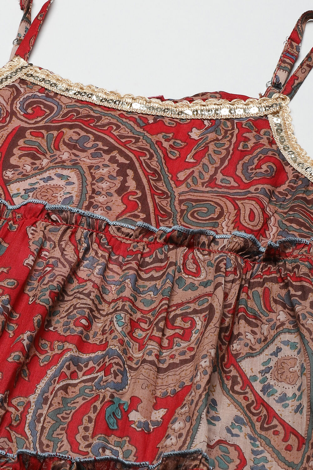 Blue Cotton Flared Printed Kurta Pant Set image number 1