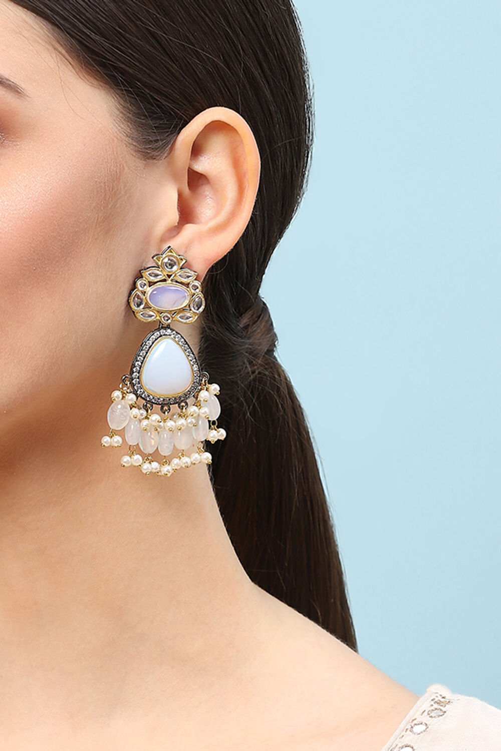 White Brass Earrings image number 1