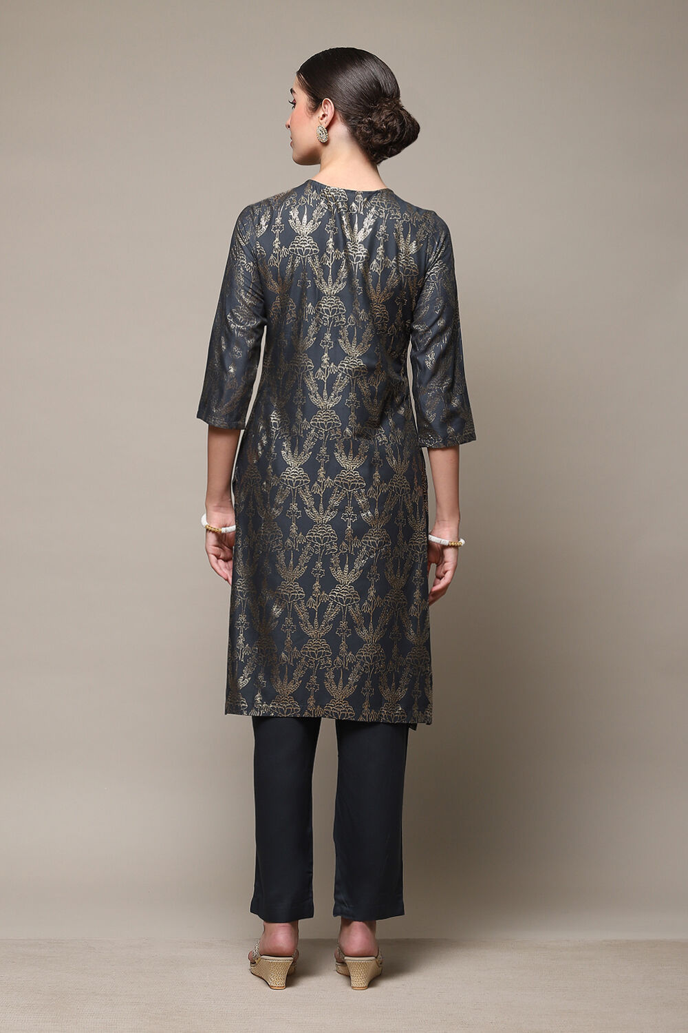 Grey Rayon Flared 2 Piece Set image number 4