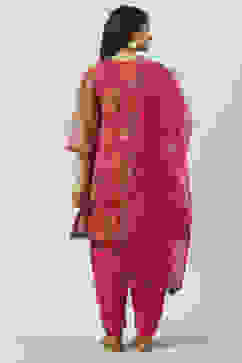 Magenta Art Silk Straight Kurta Salwar Suit Set image number 4