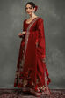 Rohit Bal Maroon Silk Chanderi Floral Anarkali Suit Set image number 2