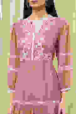 Light Pink Embroidered Tiered Dress image number 1