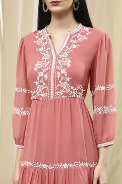 Light Pink Polyester Tiered Dress image number 1