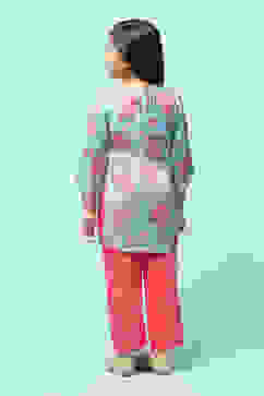 Blue Cotton Viscose Straight Printed 2 Piece Set image number 4