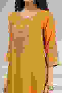 Orange Solid Straight Suit Set image number 1