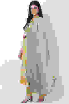 Yellow Cotton Flared Kurta Churidar Suit Set image number 2