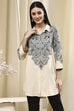 Black Printed Shirt-Style Straight Short Kurta image number 5