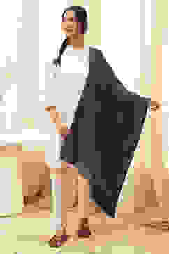 Navy Cotton Blend Dupatta image number 4