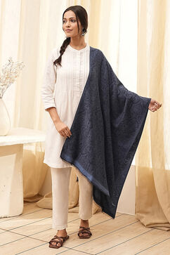 Navy Cotton Blend Dupatta image number 4