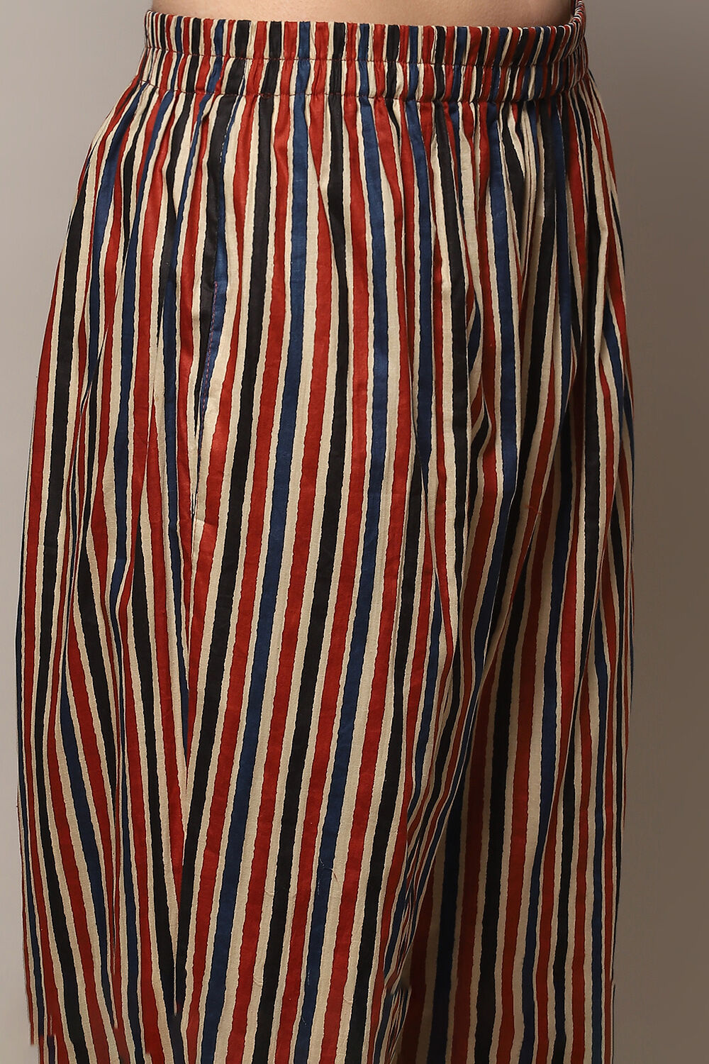 Blue Cotton Unstitched Suit set image number 3