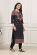 Teal Rayon Straight Printed Kurta image number 4