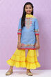 Blue Cotton Girls Straight Kurta Sharara Suit Set image number 7