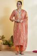 Orange Polyester Straight Printed Suit Set image number 7
