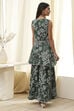 Green Cotton Floral Peplum Suit Set image number 4