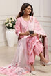 Pink Cotton Straight Kurta Palazzo Suit Set