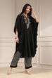 Black Modal Solid Kaftan Fusion Kurta Set image number 2