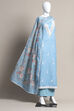Salmon Pink Linen Digital Print Unstitched Suit Set image number 0
