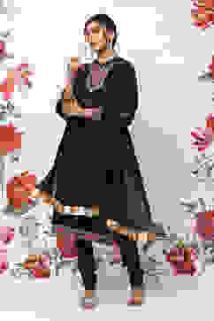 Rohit Bal Black Cotton Blend Straight Kurta Suit Set image number 5