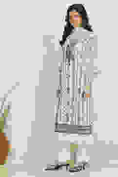 White-Black Georgette Printed Unstitched Suit Set image number 4