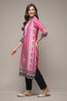 Ochre Cotton Straight Printed Kurta image number 3