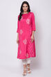 Fuchsia Viscose A-Line Printed Kurta image number 0